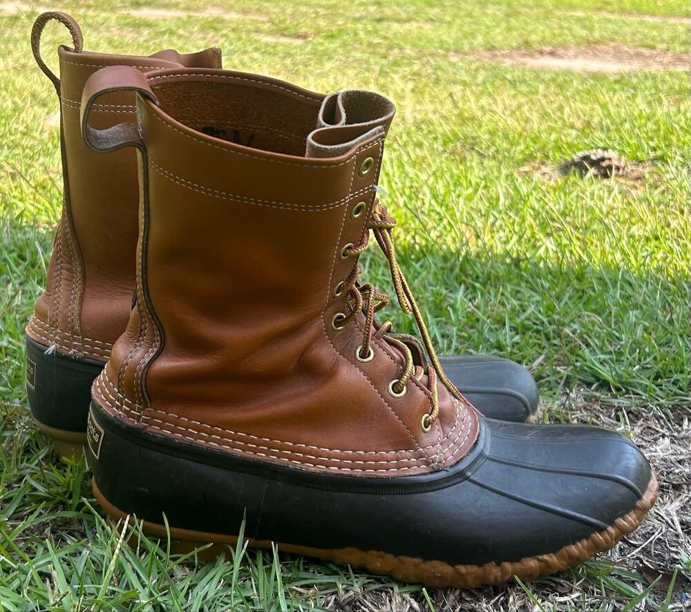 L.L.Bean Men's Duck Boots Leather/Rubber Lace-Up Lined Brown/Black 11 Watetproof